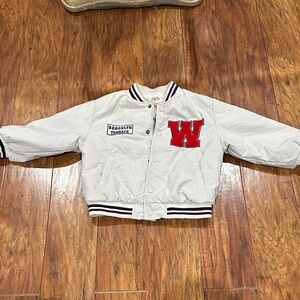 Zara Kids White and Red Puffer Jacket